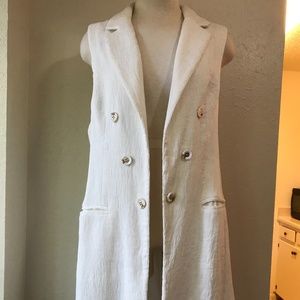 Anthropologie Long White Duster Vest- Cartonnier